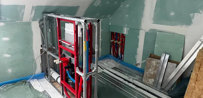 Vorwandinstallation im Dachgeschoss